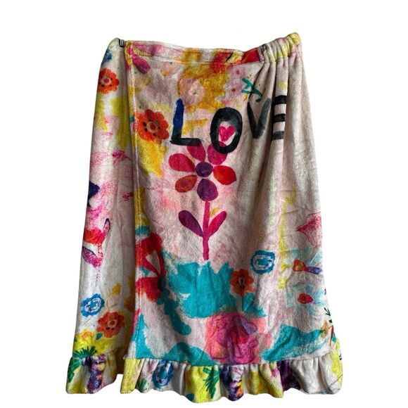 Other - NWT Natural Life Towel Wrap Love boho floral ruffle trim L/XL
